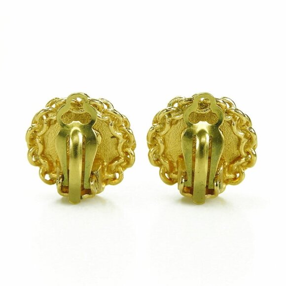 CHANEL Authentic Vintage Gold Logo Earrings